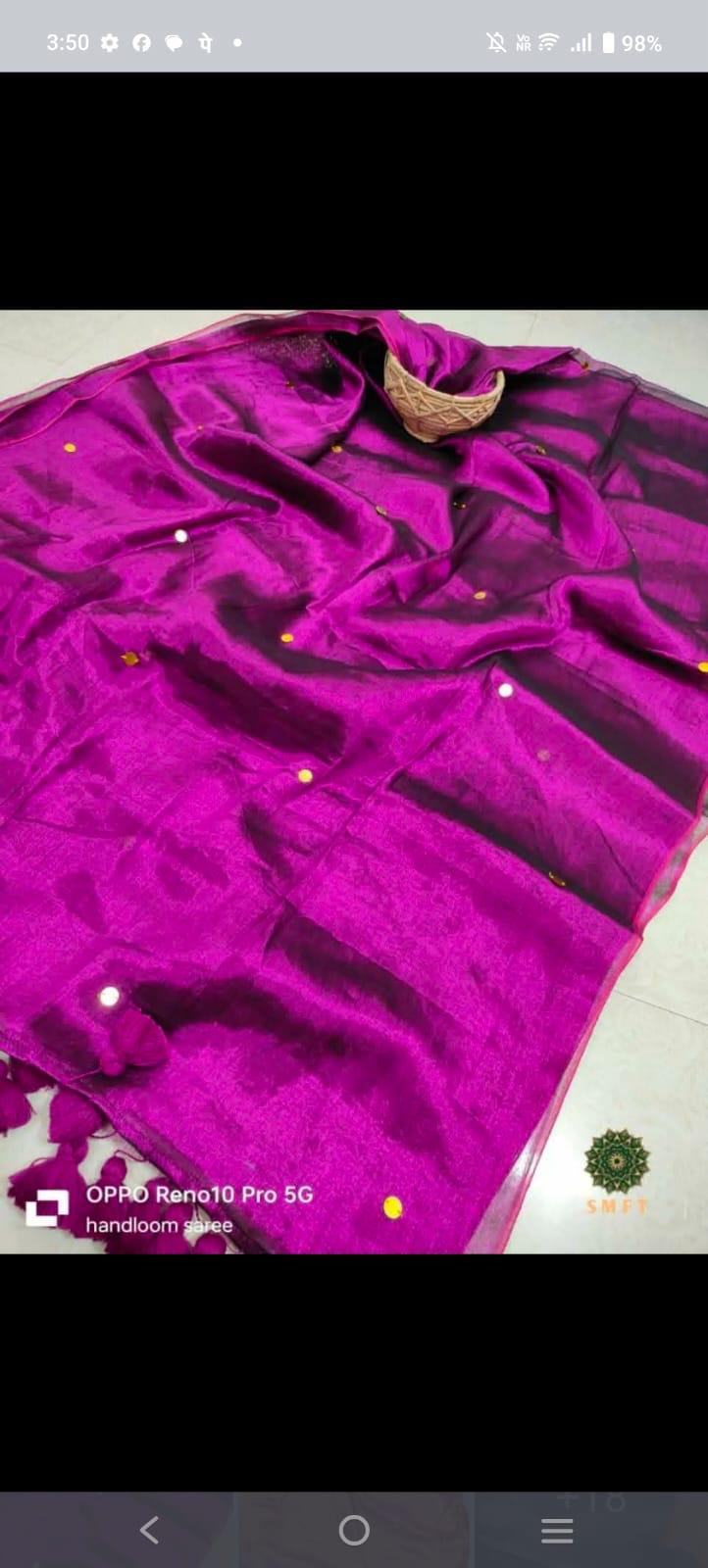Mayoora -Pink Tissue Saree with Sequins