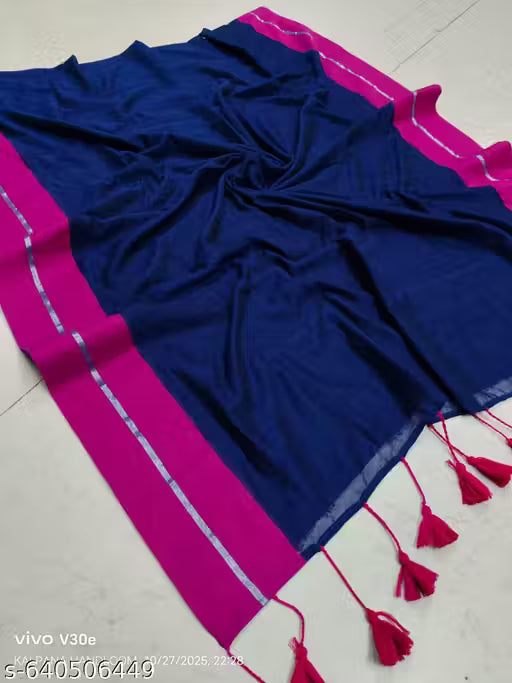 Rang - Blue and Pink Mul Cotton Saree