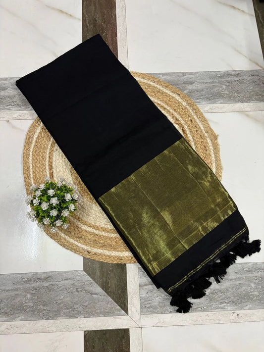 Nayanthara - Black Pure Khadi Cotton Saree